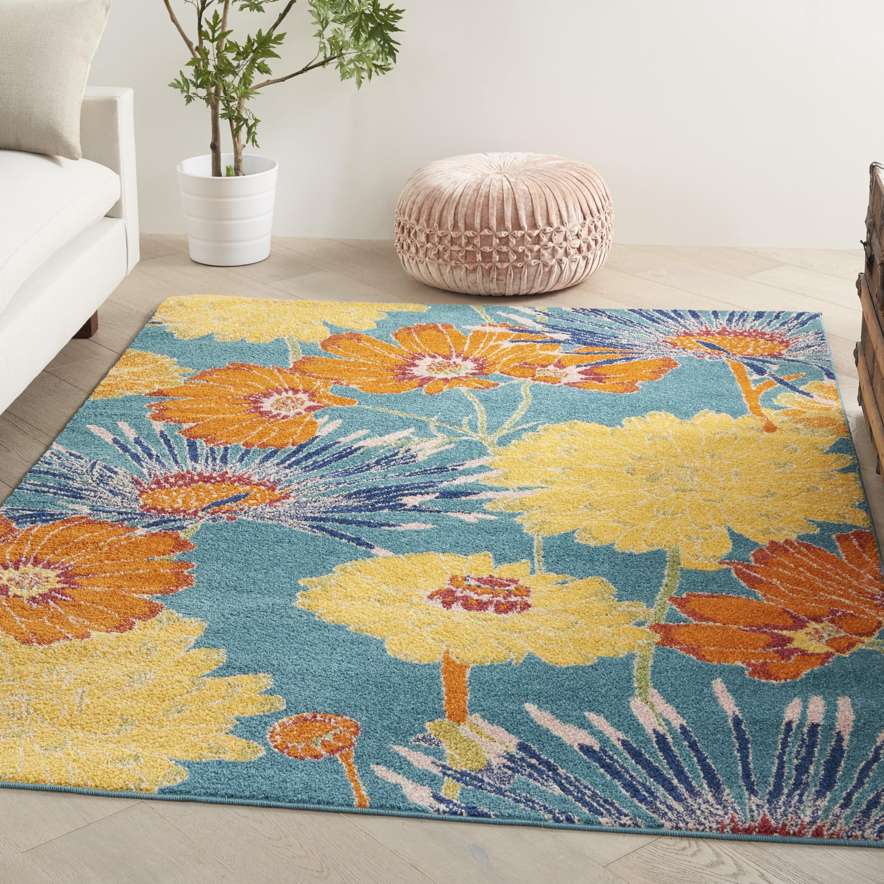 Nourison Allur Oversized Flowers Indoor Area Rug Turquoise Multicolor 4' x 6'