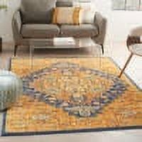 Bohemian Medallion Orange and Navy 5' x 7' Synthetic Area Rug