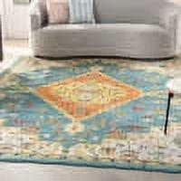 Turquoise Ivory Medallion 8' x 10' Synthetic Area Rug