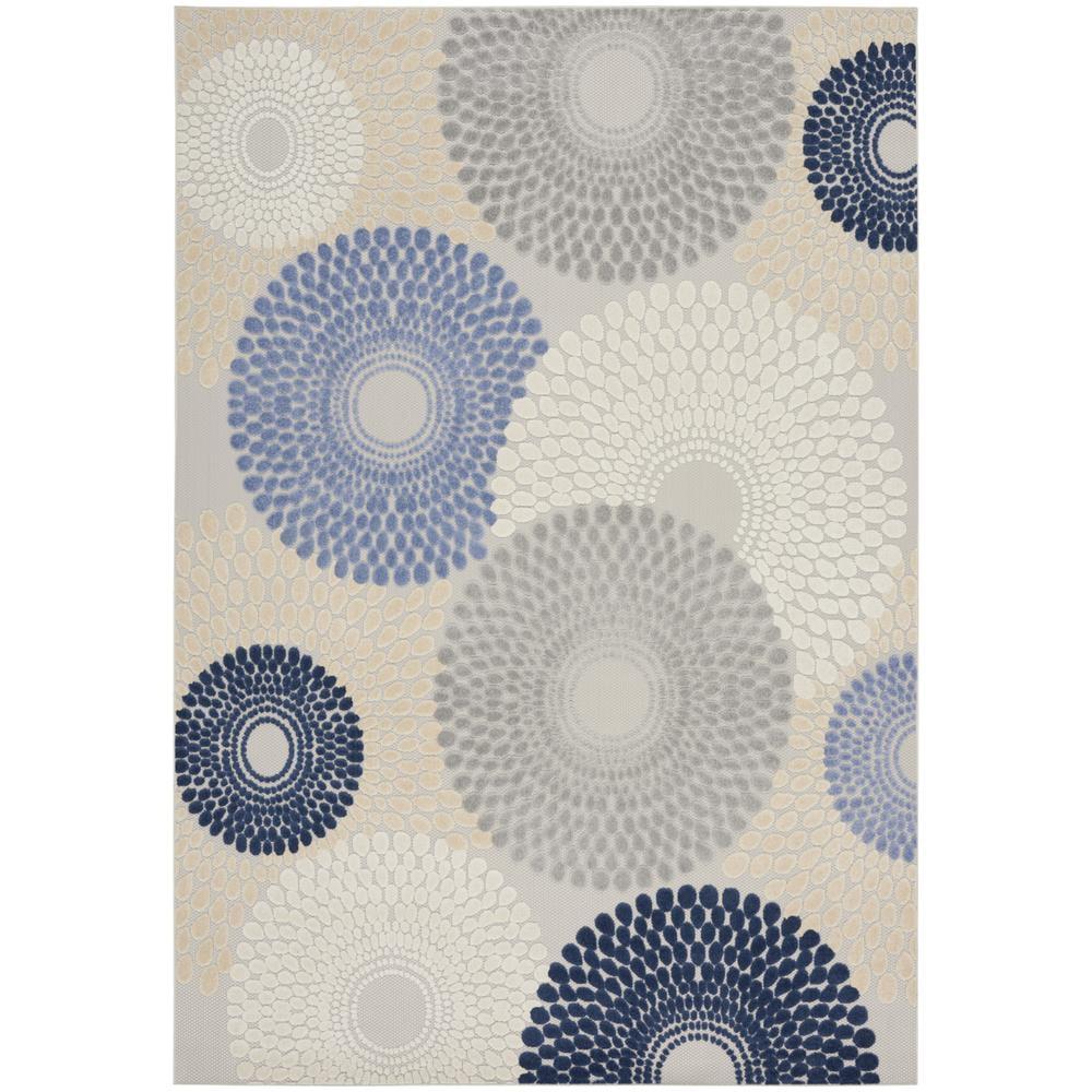 Nourison Aloha Bold Geometric Flatweave High-Low Indoor Outdoor Area Rug Blue/Grey 7'10" x 10'6"