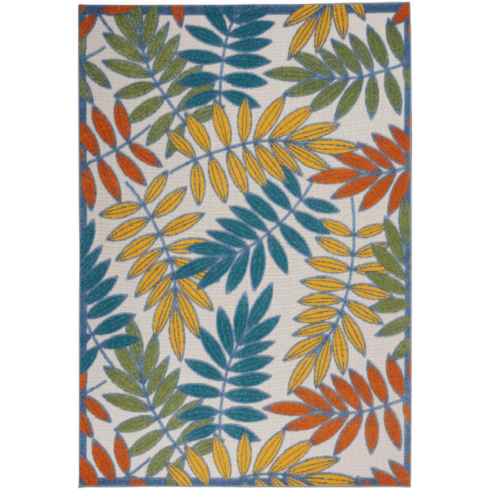 Aloha Blue/Grey Synthetic 5'3" x 7'5" Easy Care Area Rug