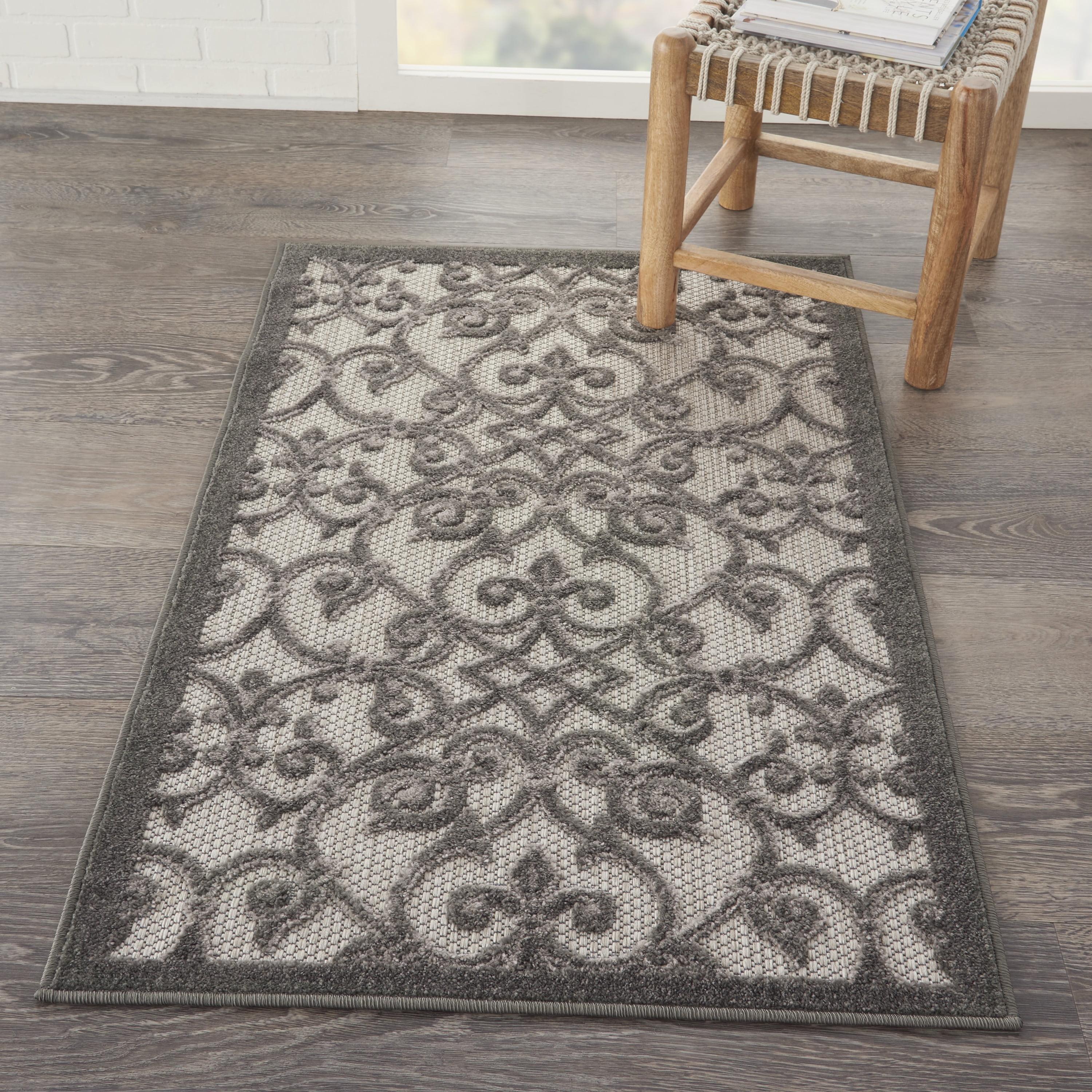 Grey and Charcoal Flat Woven Indoor/Outdoor Rug