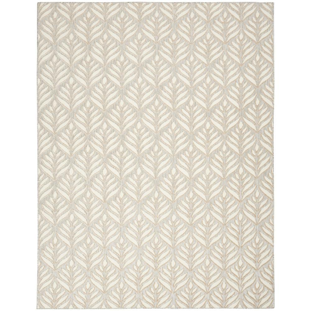 Nourison Aloha Tropical Palm Flatweave High-Low Indoor Outdoor Area Rug Ivory Grey 5'3" x 7'5"