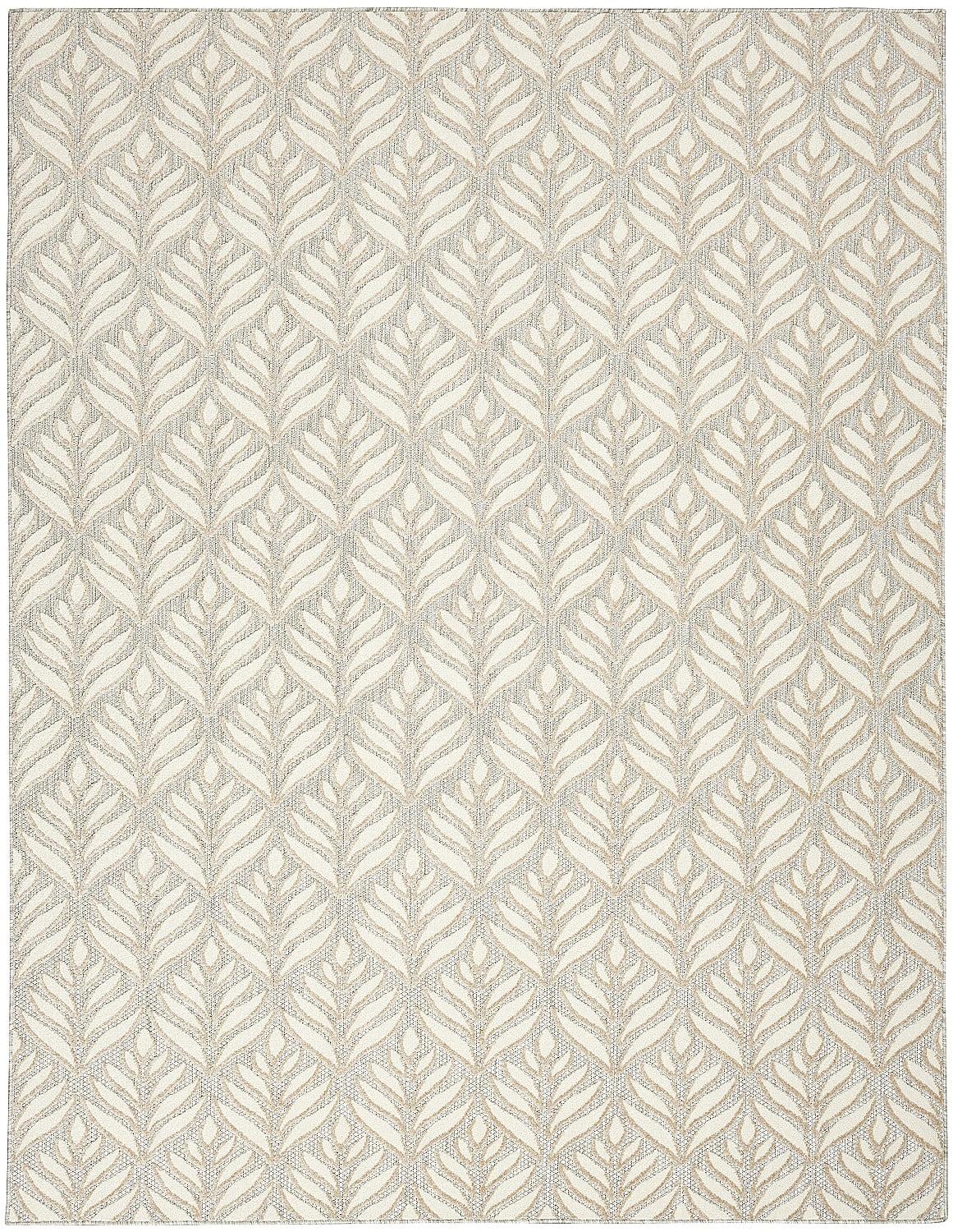 Aloha Tropical Palm 5'3" x 7'5" Ivory Grey Outdoor Rug