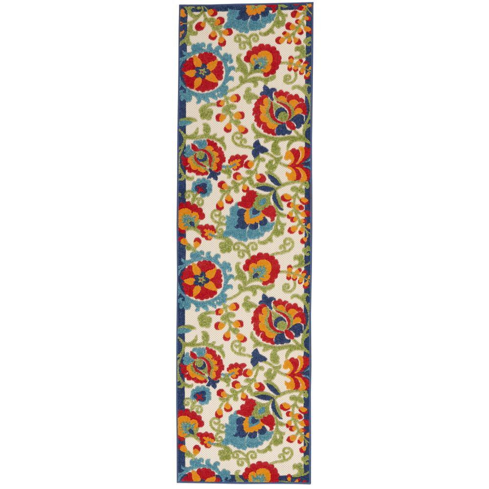 Nourison Aloha Floral Textured Flatweave High-Low Indoor Outdoor Runner Rug Multicolor 2' x 6'