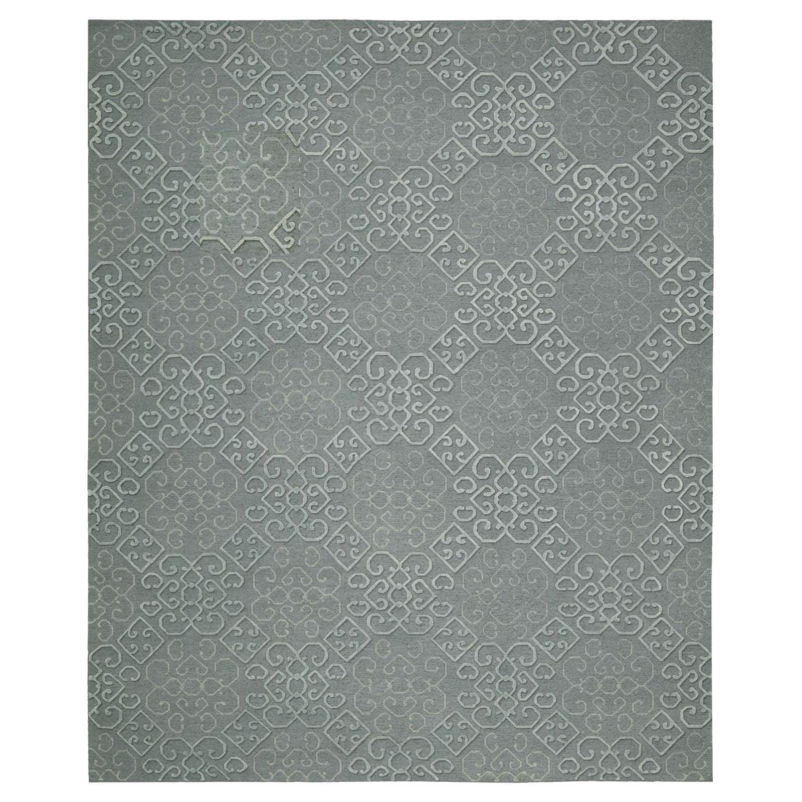 Soumak Weave Elegance Slate Wool 7'9" x 9'9" Area Rug