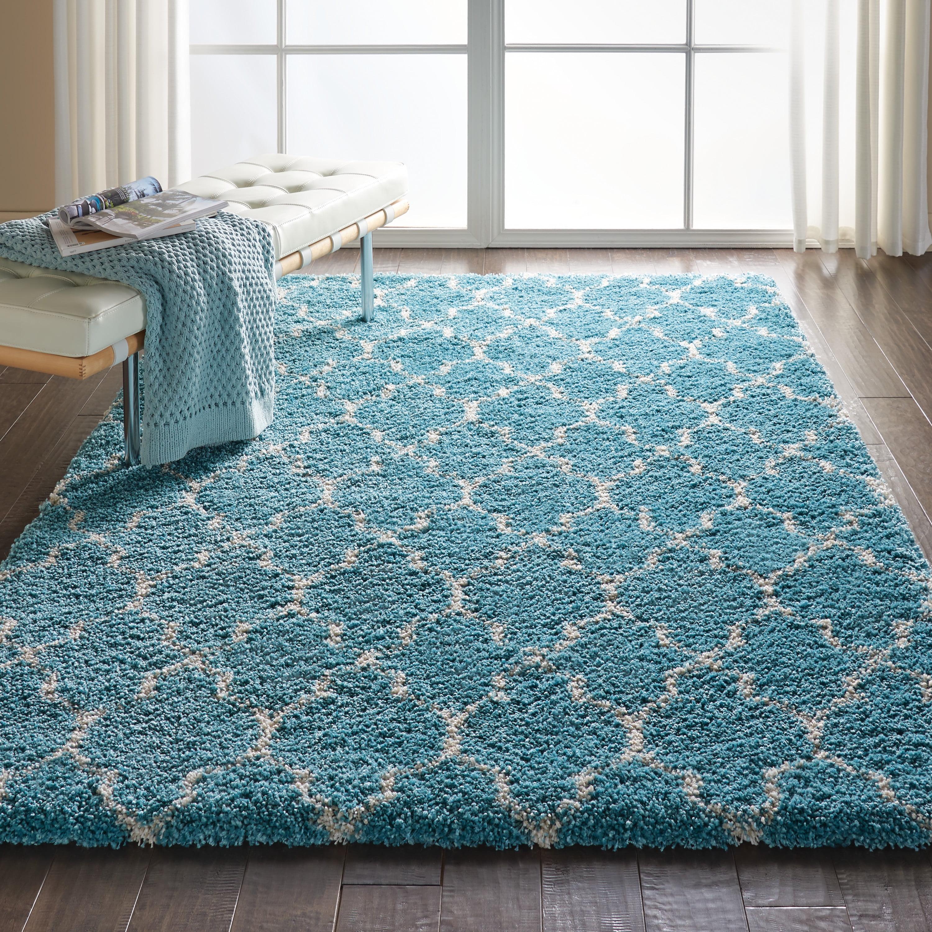Nourison Amore Trellis Aqua 5'3" x 7'5" Area Rug, (5x7)