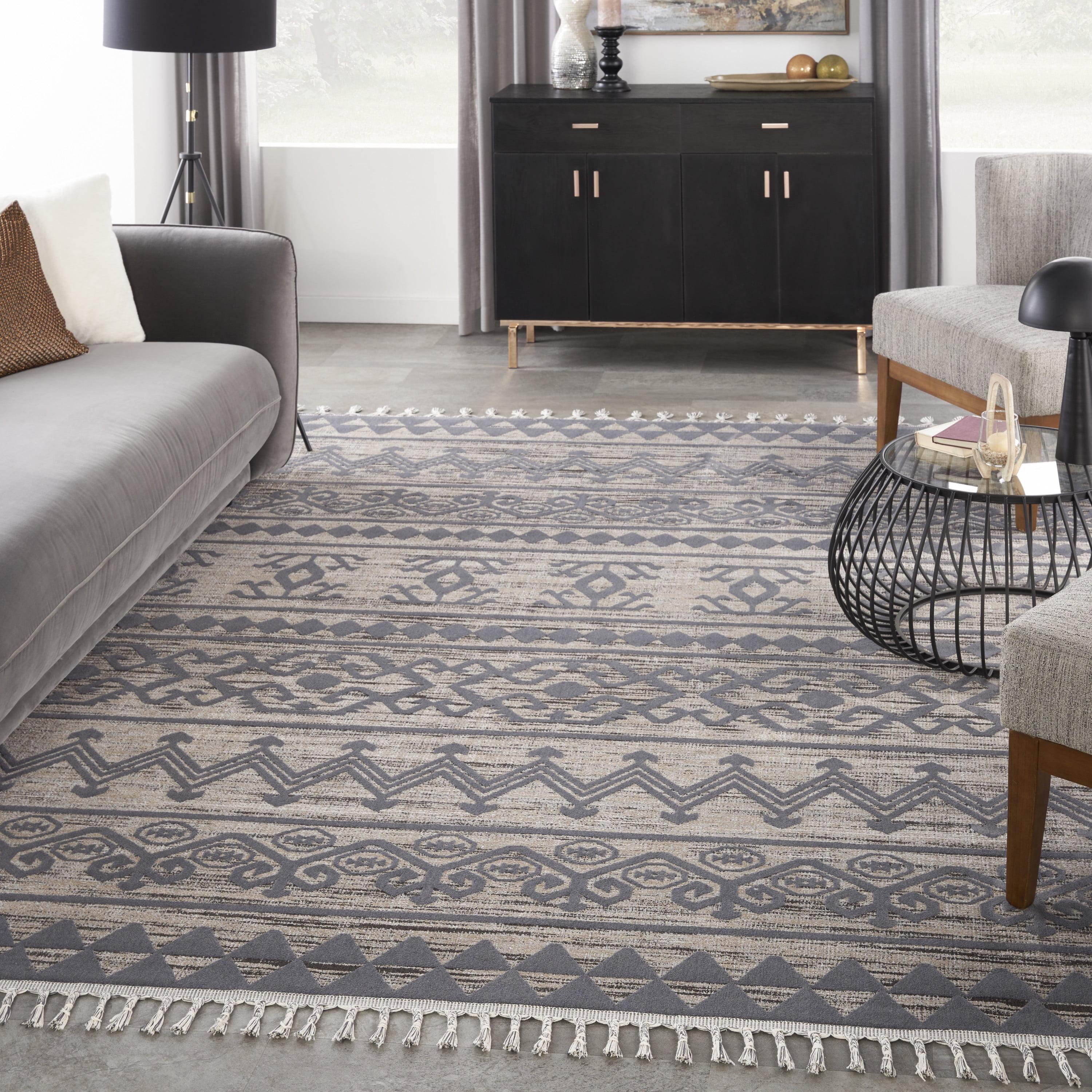 Nourison Asilah Moroccan Abstract Mocha/Charcoal 9' x 12'2" Area Rug, (9x12)