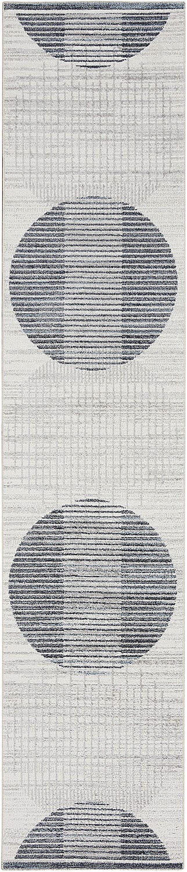 Nourison Washable Astra Semi Circles Mid-Century Modern Indoor Flatweave Area Rug