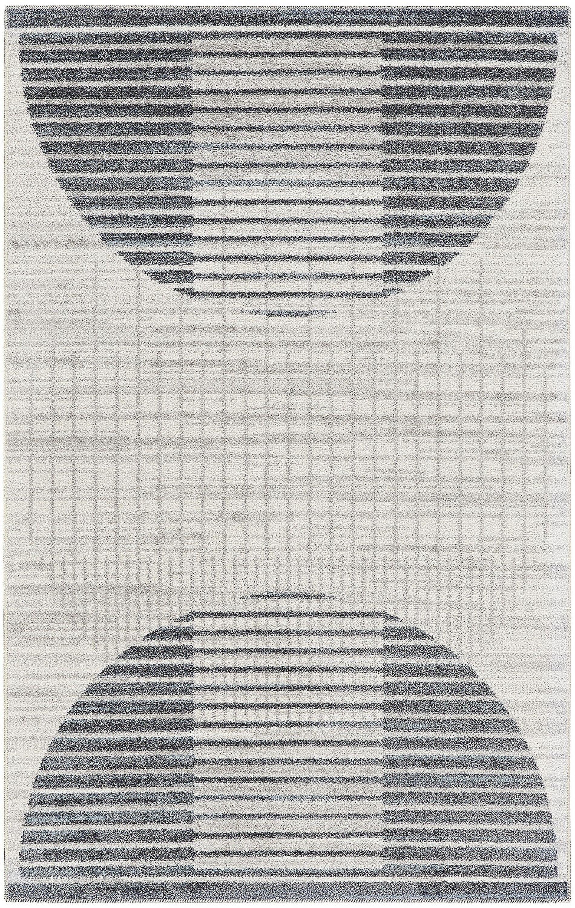 Nourison Washable Astra Semi Circles Mid-Century Modern Indoor Flatweave Area Rug