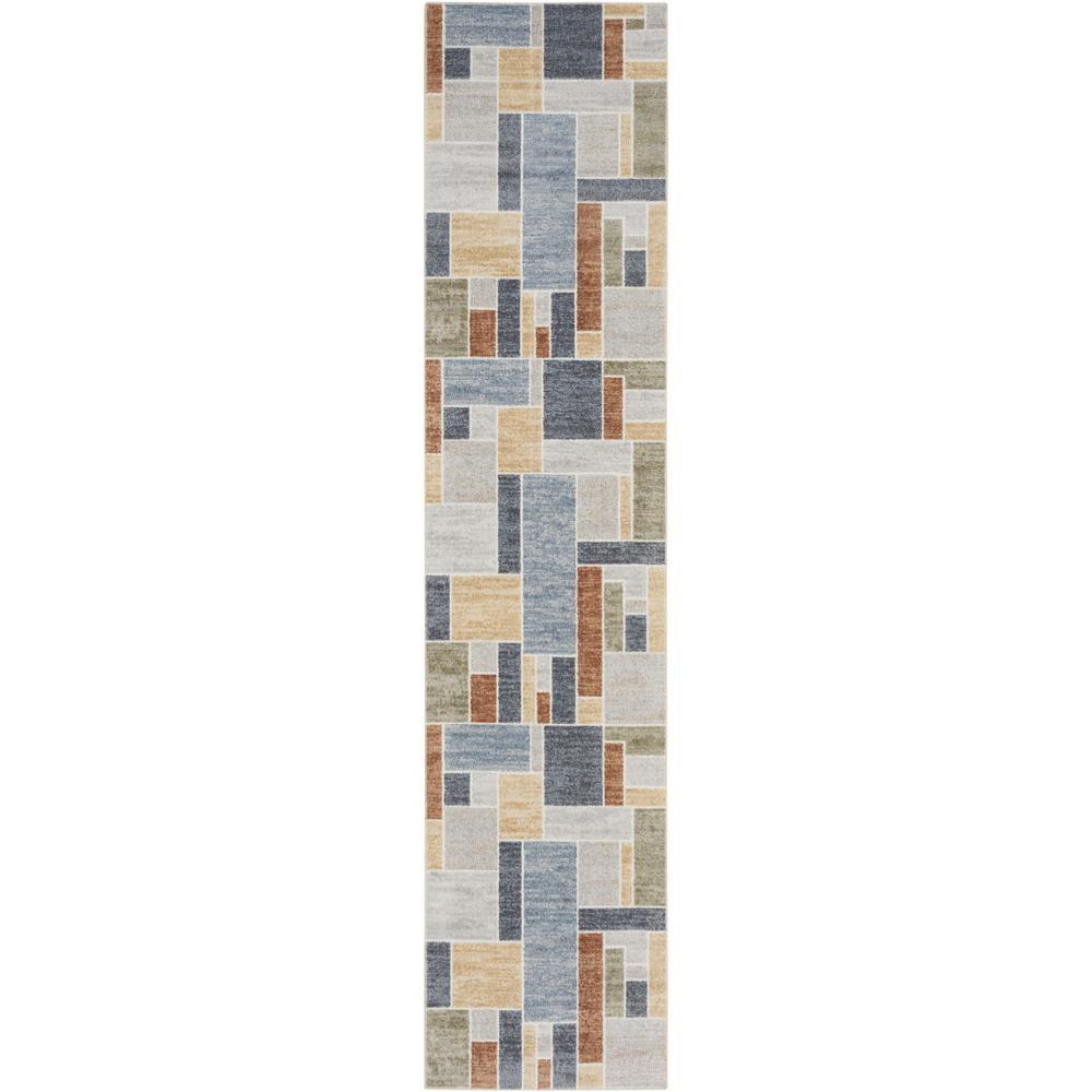 Nourison Astra Machine Washable 2'2" x 10' Multicolor Contemporary Indoor Bathroom, Kitchen Runner Rug