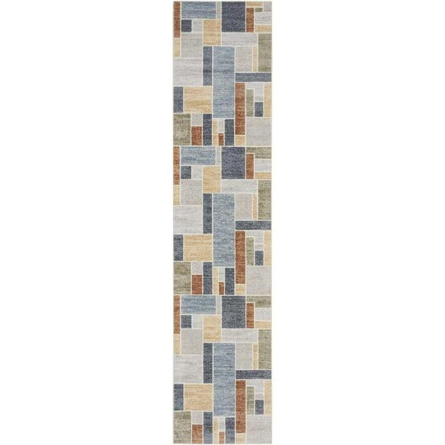 Nourison Astra Machine Washable 2'2" x 10' Multicolor Contemporary Indoor Bathroom, Kitchen Runner Rug