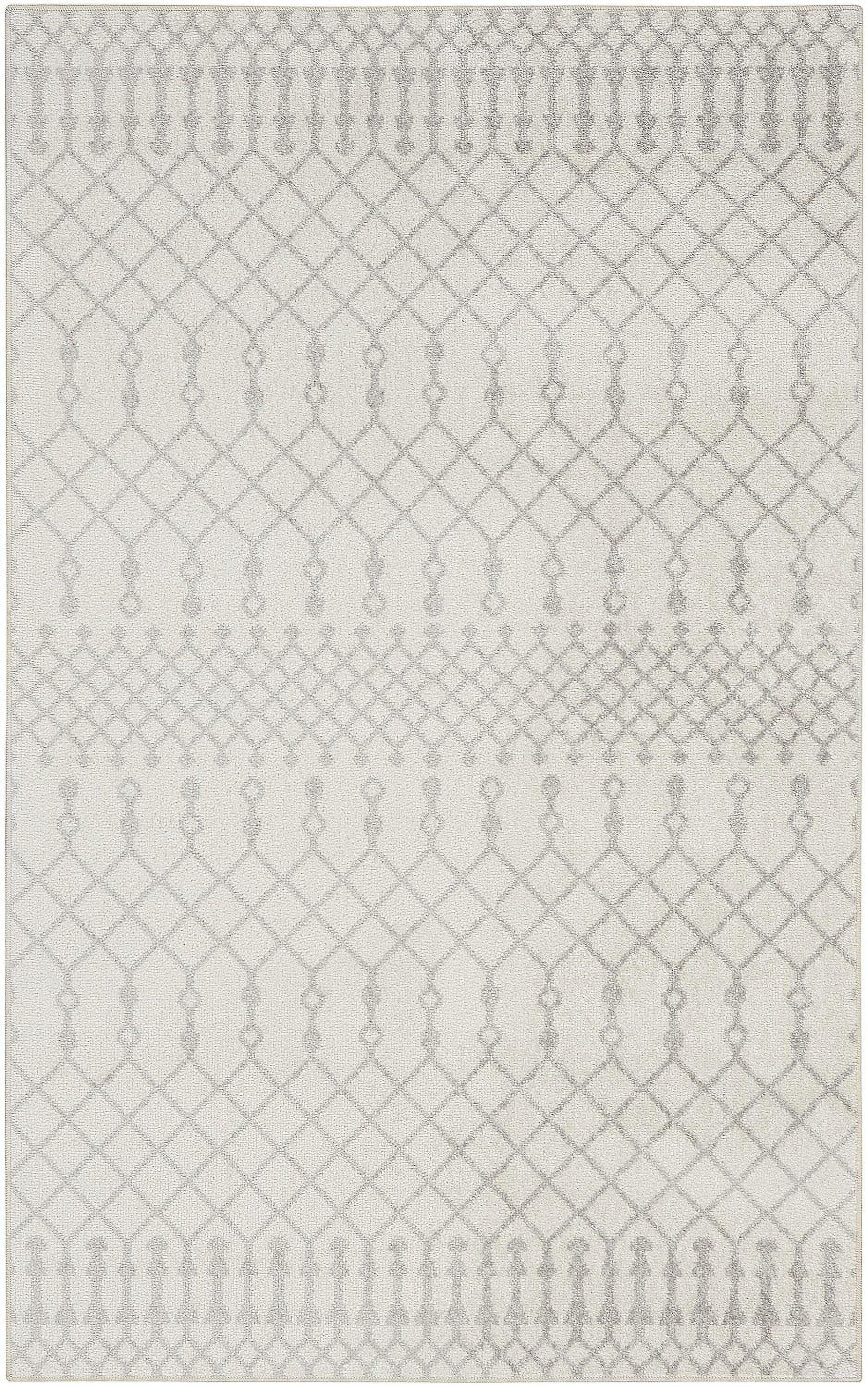 Astra Ivory Trellis 4' Round Synthetic Easy-Care Area Rug