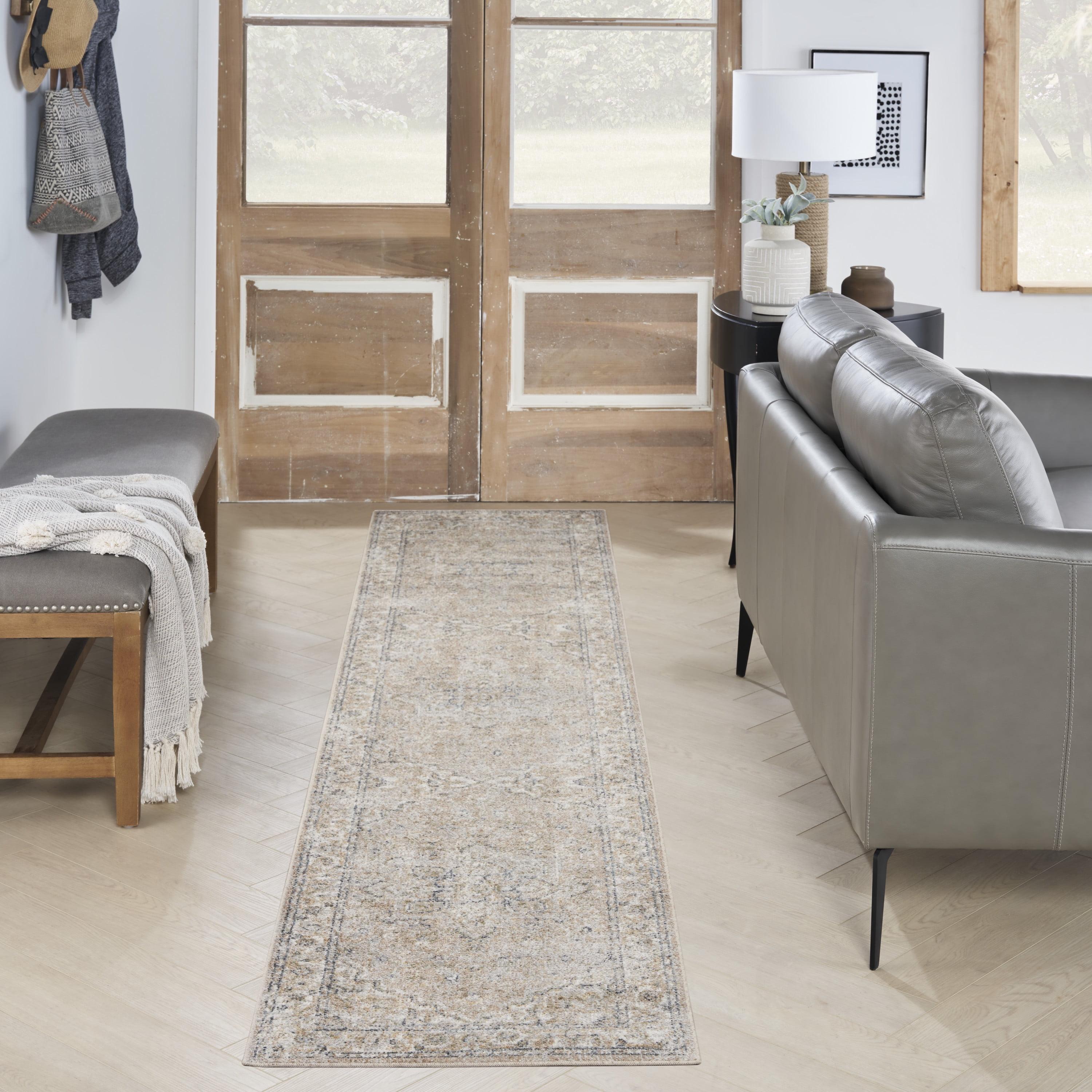 Nourison Astra Machine Washable Vintage Medallion Indoor Bathroom, Kitchen Runner Rug Beige 2'2" x 12'