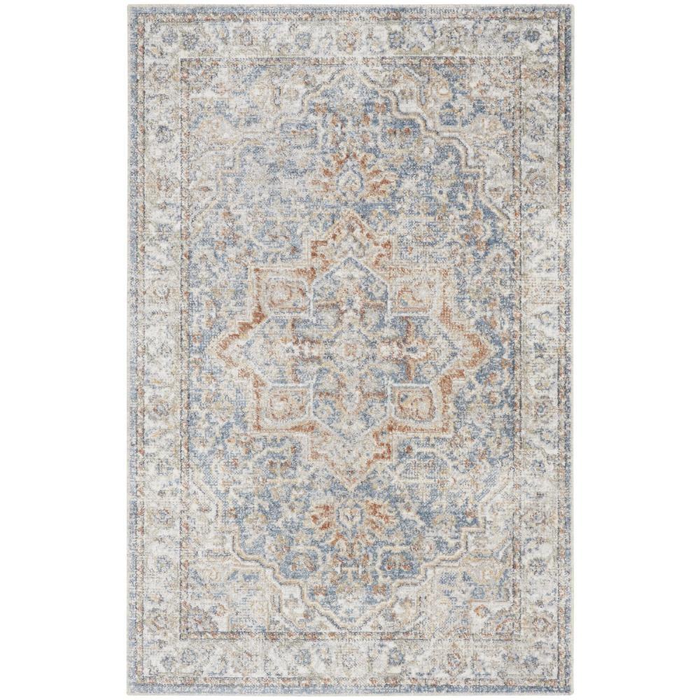 Nourison Astra Machine Washable Vintage Medallion Indoor Bathroom, Kitchen Area Rug Denim Multi 3'3" x 5'