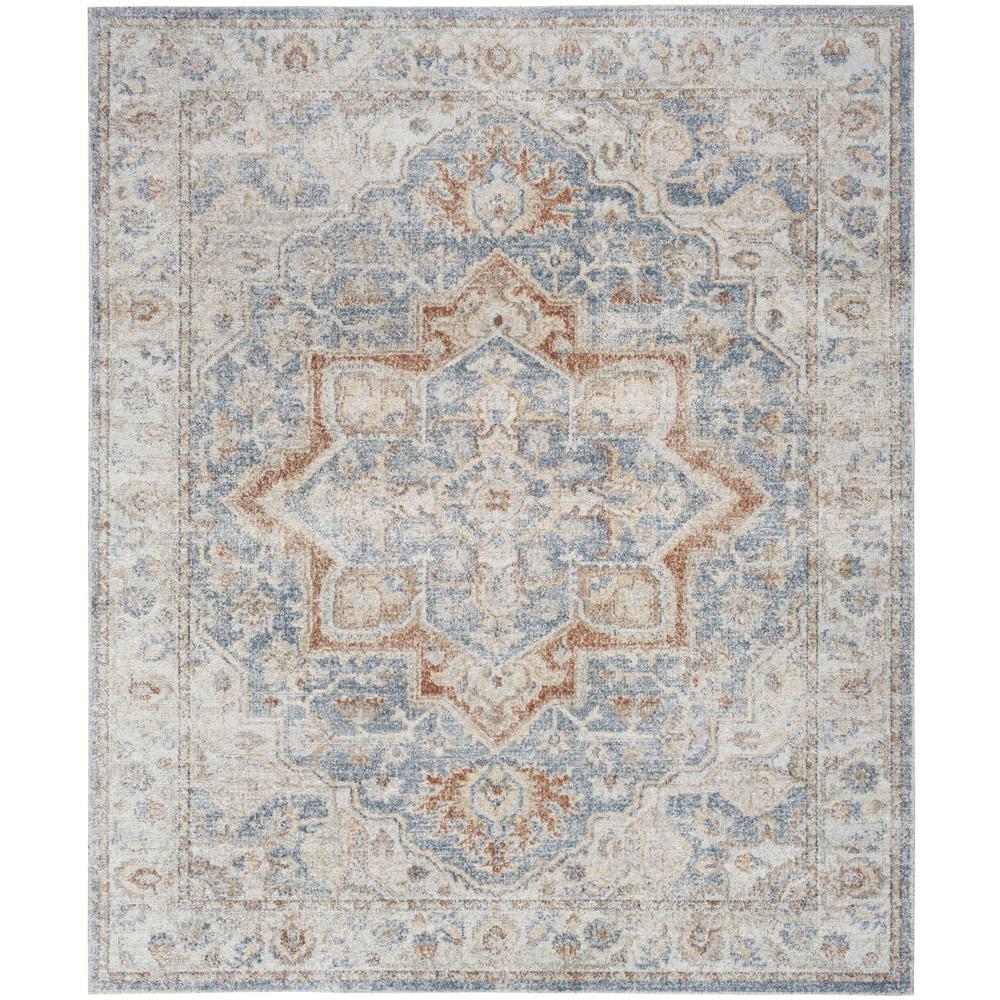 Nourison Astra Machine Washable Vintage Medallion Indoor Rug Denim Multi 7'10" x 10'