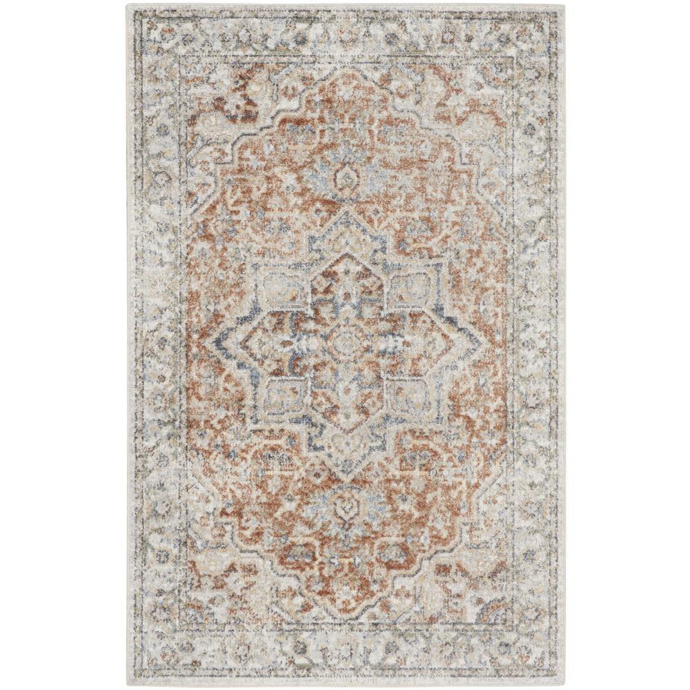 Nourison Astra Machine Washable Vintage Medallion Indoor Bathroom, Kitchen Area Rug Gold/Multicolor 3'3" x 5'