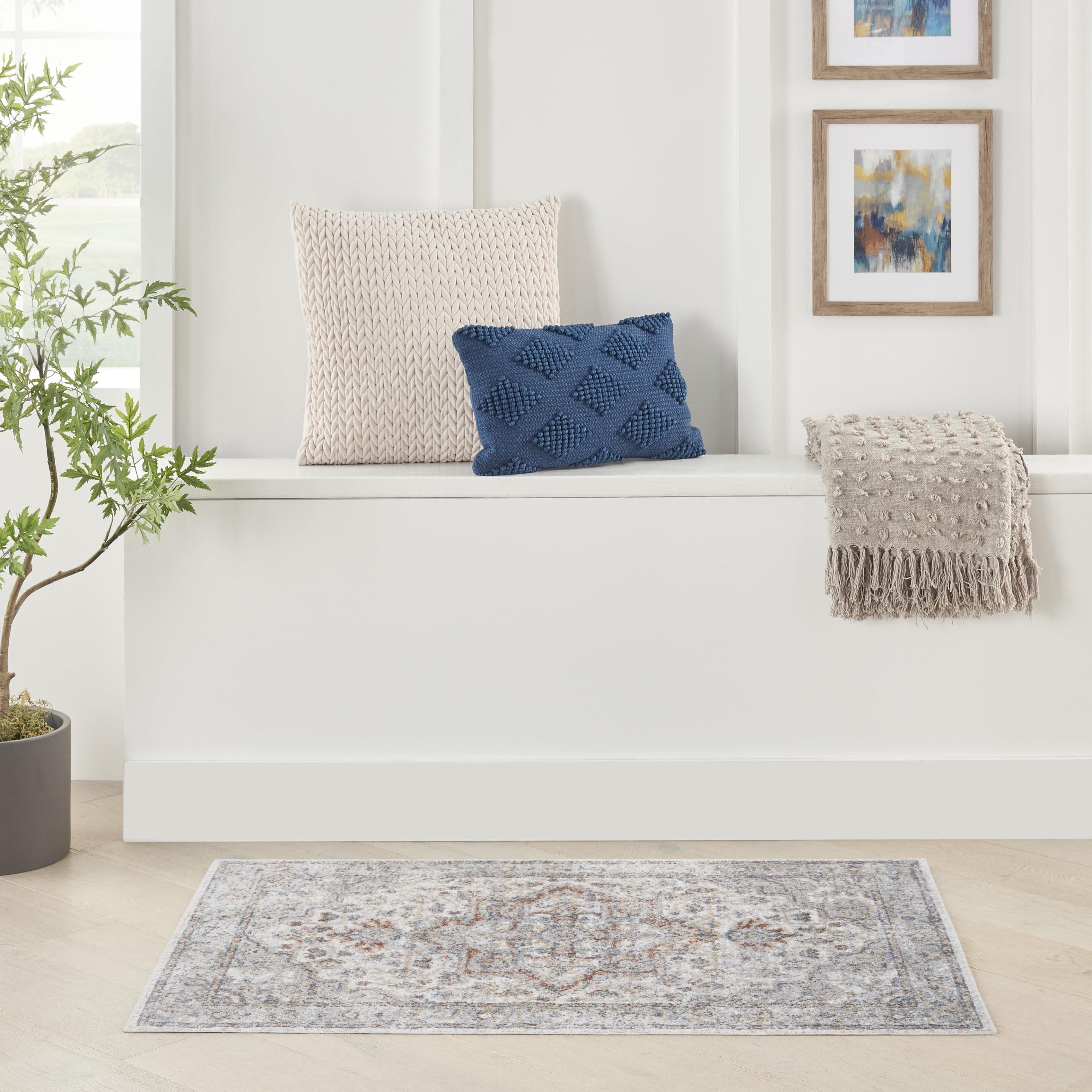 Nourison Astra Machine Washable Vintage Medallion Indoor Rug Grey/Multi 2'2" x 4'