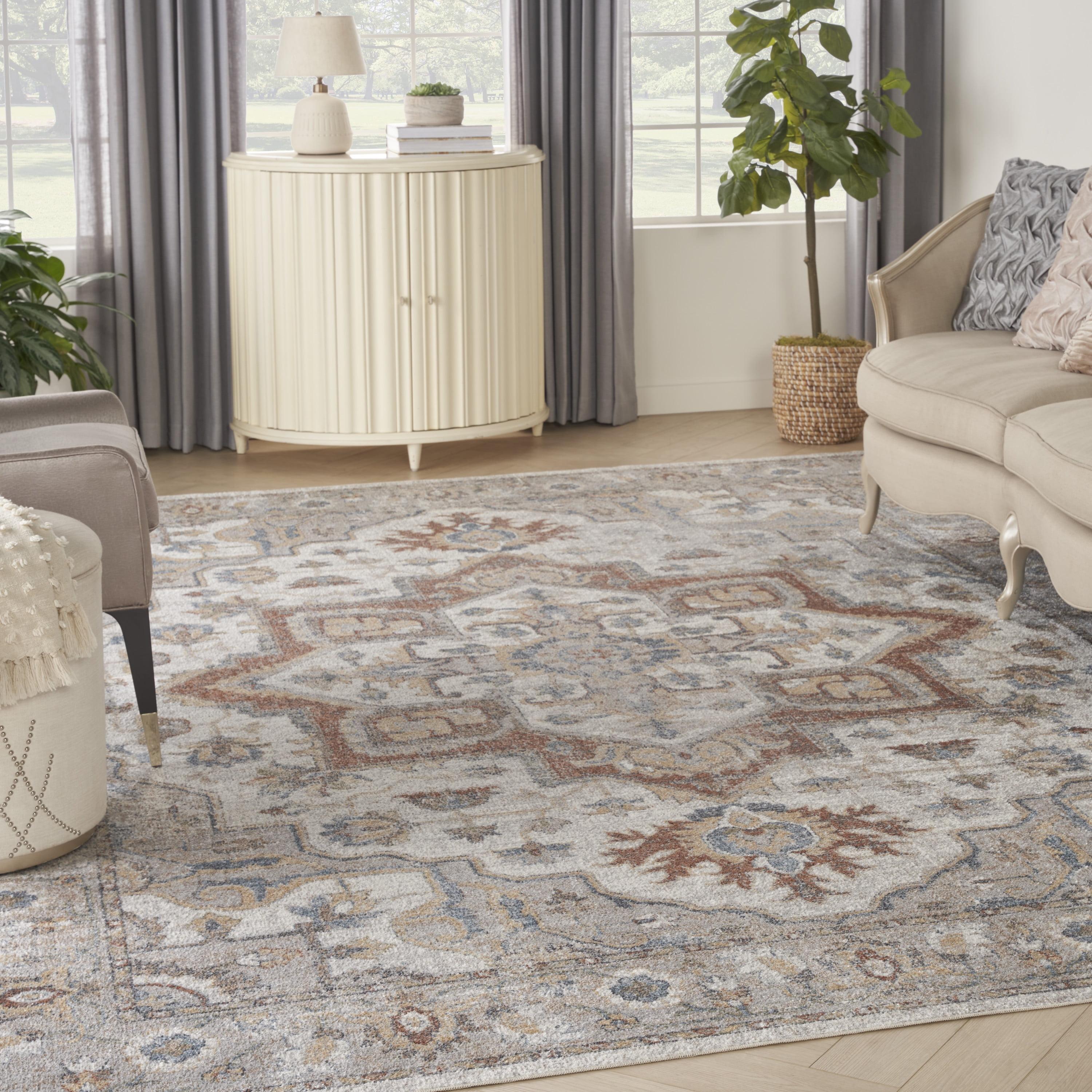 Nourison Astra Machine Washable Vintage Medallion Indoor Rug Grey/Multi 7'10" x 10'