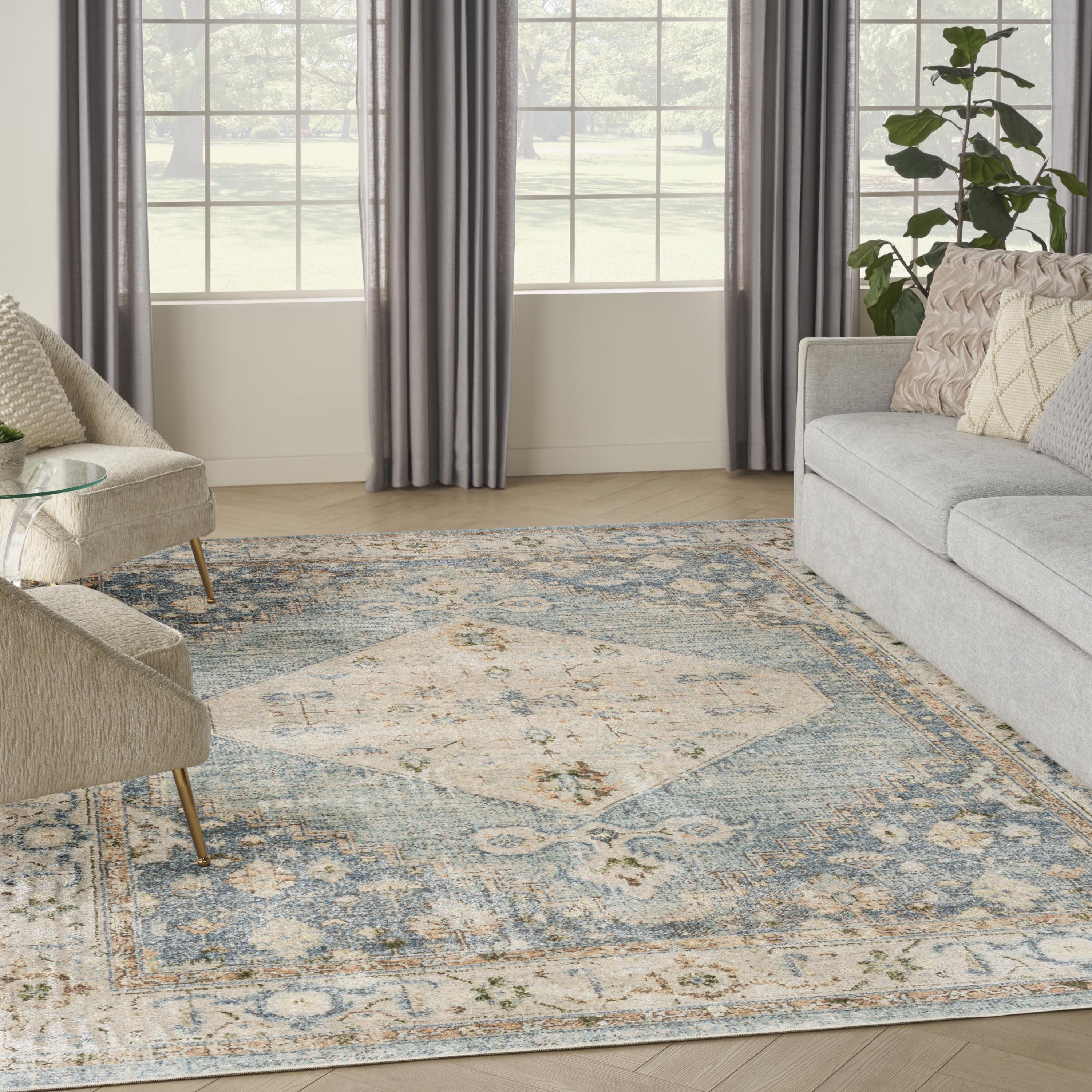 Nourison Astra Machine Washable Vintage Persian Indoor Rug Silver Blue 7'10" x 10'