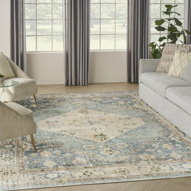 Nourison Astra Machine Washable Vintage Persian Indoor Rug Silver Blue 7'10" x 10'