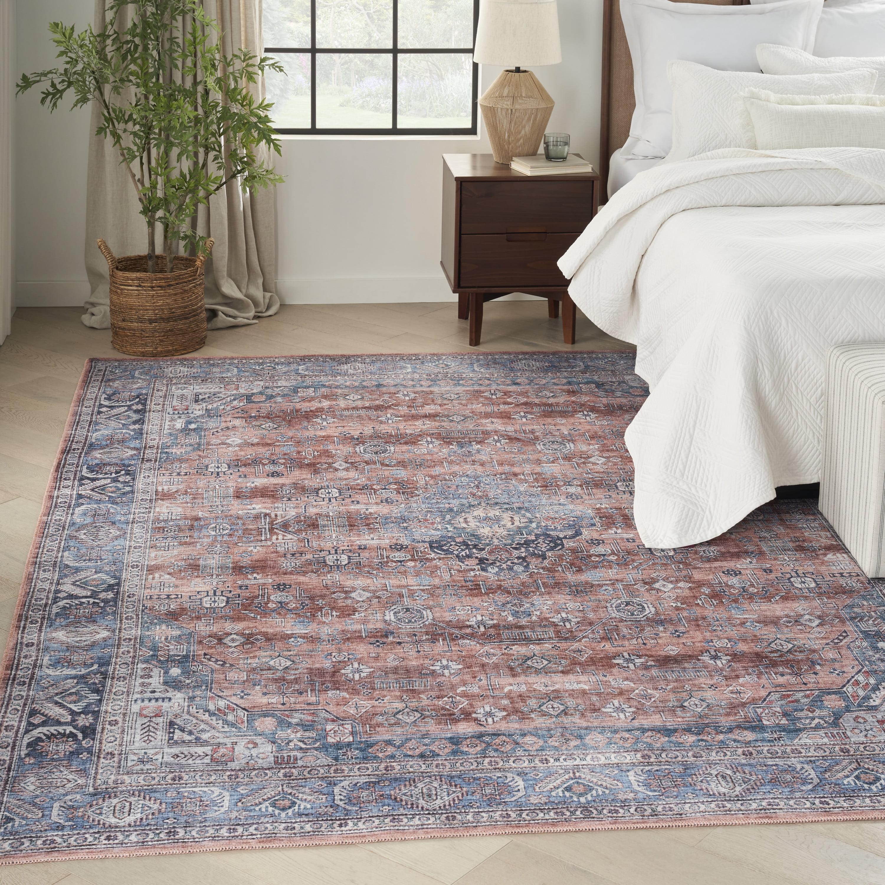 Nourison Washable Brilliance 5'3" x 7'3" Blue/Multi Vintage Indoor Rug