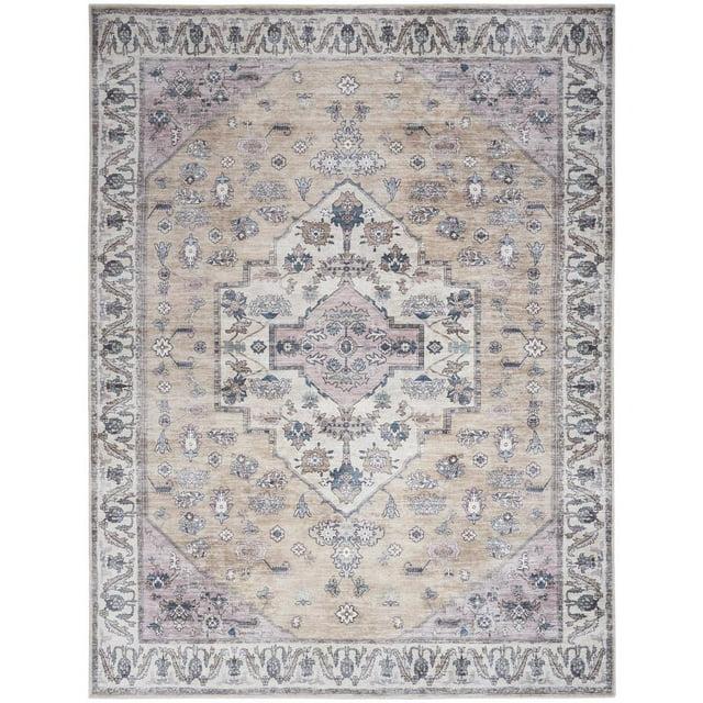 Nourison Washable Brilliance Medallion Indoor Rug Beige Multicolor 7'10" x 9'10"