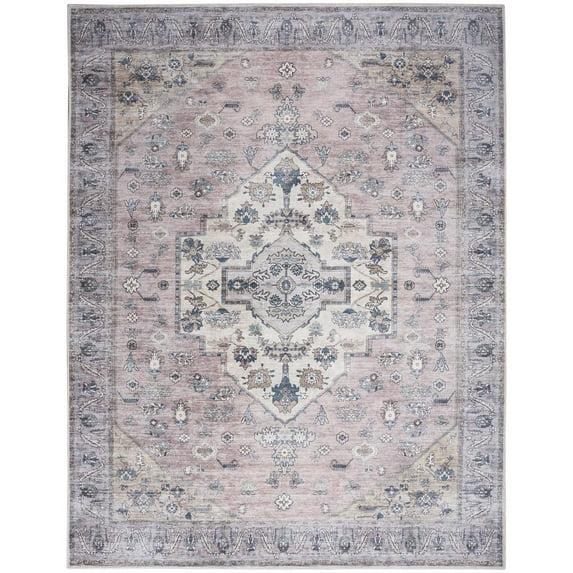 Nourison Washable Brilliance Medallion Indoor Rug Blush 5'3" x 7'3"