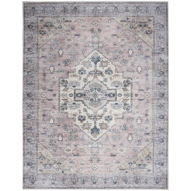 Nourison Washable Brilliance Medallion Indoor Rug Blush 5'3" x 7'3"