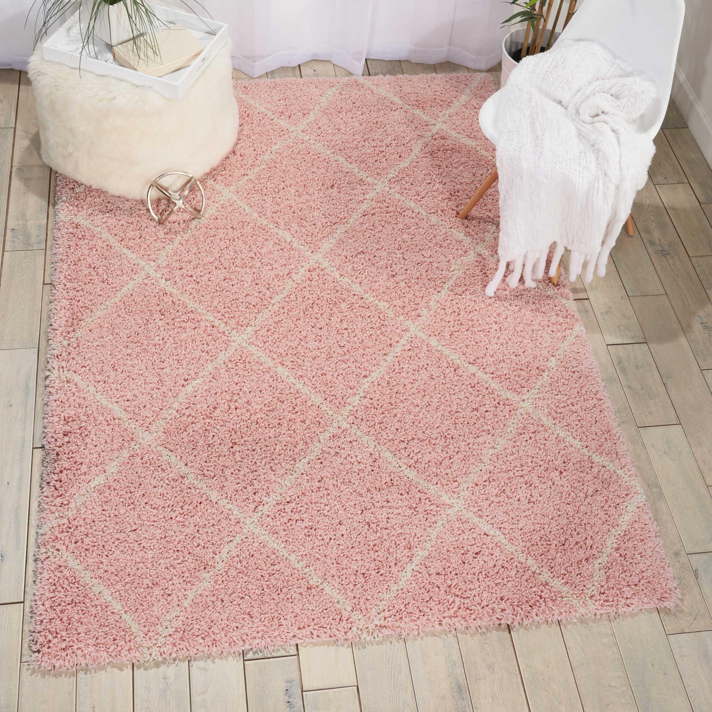 Blush Diamond Shag 8' x 10' Synthetic Fur Area Rug