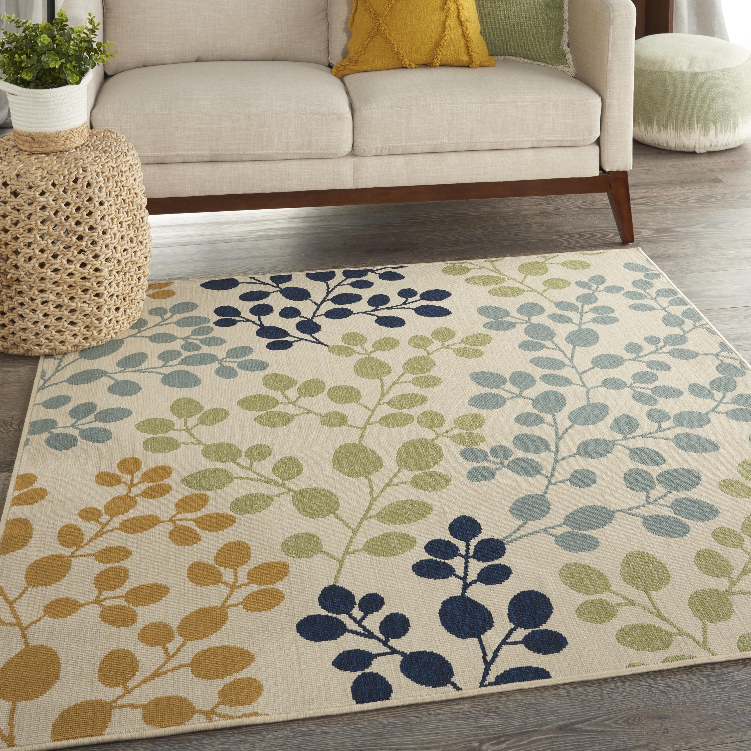 Ivory Hand-knotted Synthetic Square Stain-resistant Rug