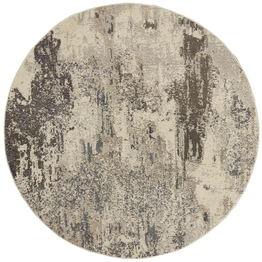 Nourison Celestial CES02 7'10" Round Ivory/Grey Area Rug