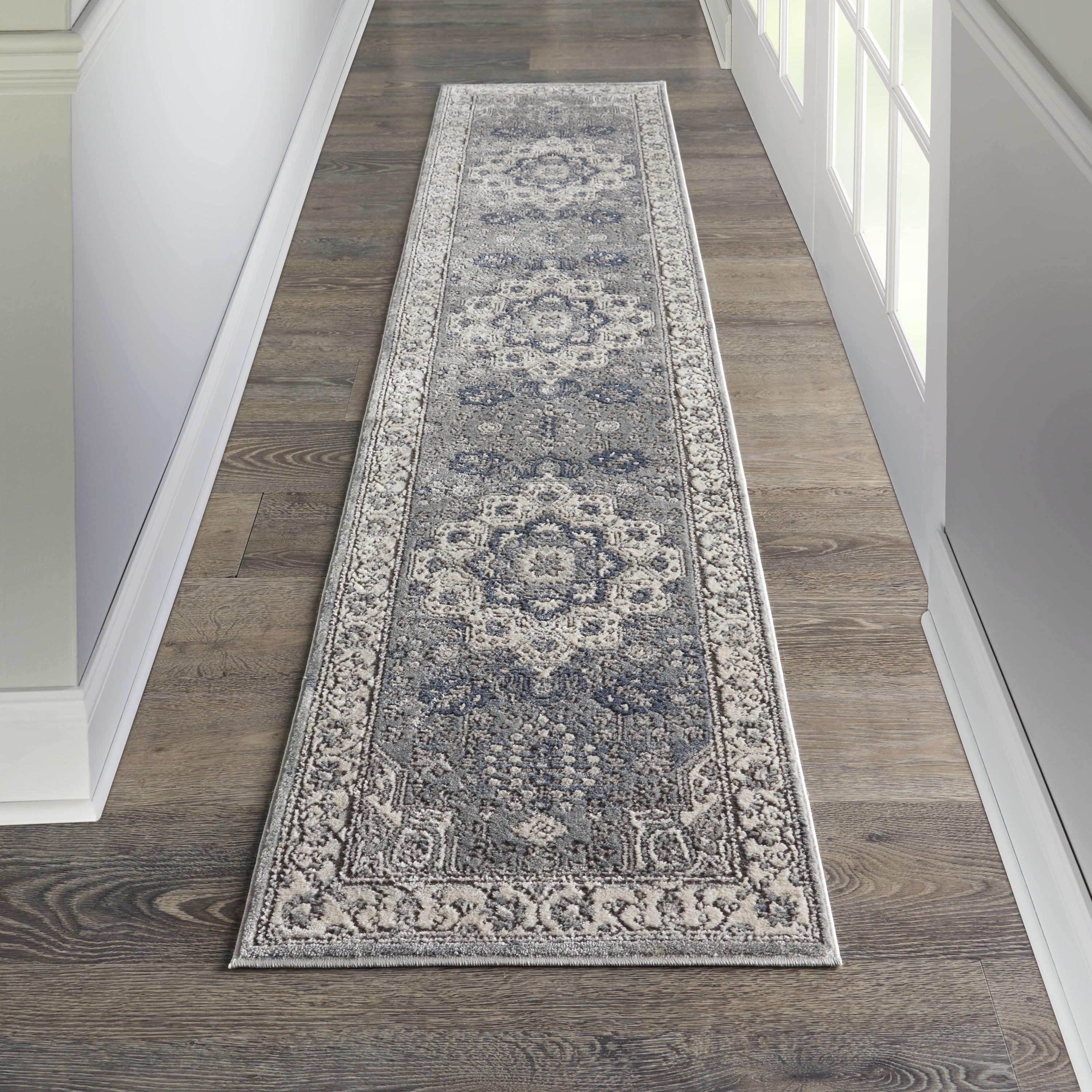 Elegance Reversible Gray Synthetic 2'2" x 10' Area Rug