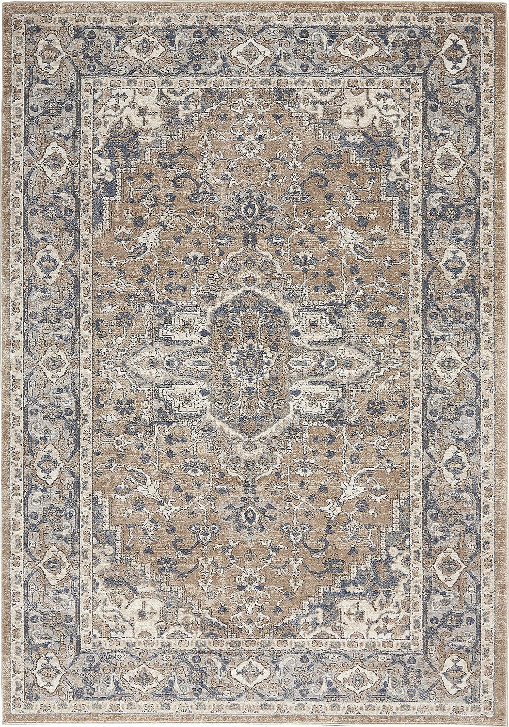 Elegant Beige & Grey Reversible 5' x 7' Synthetic Area Rug