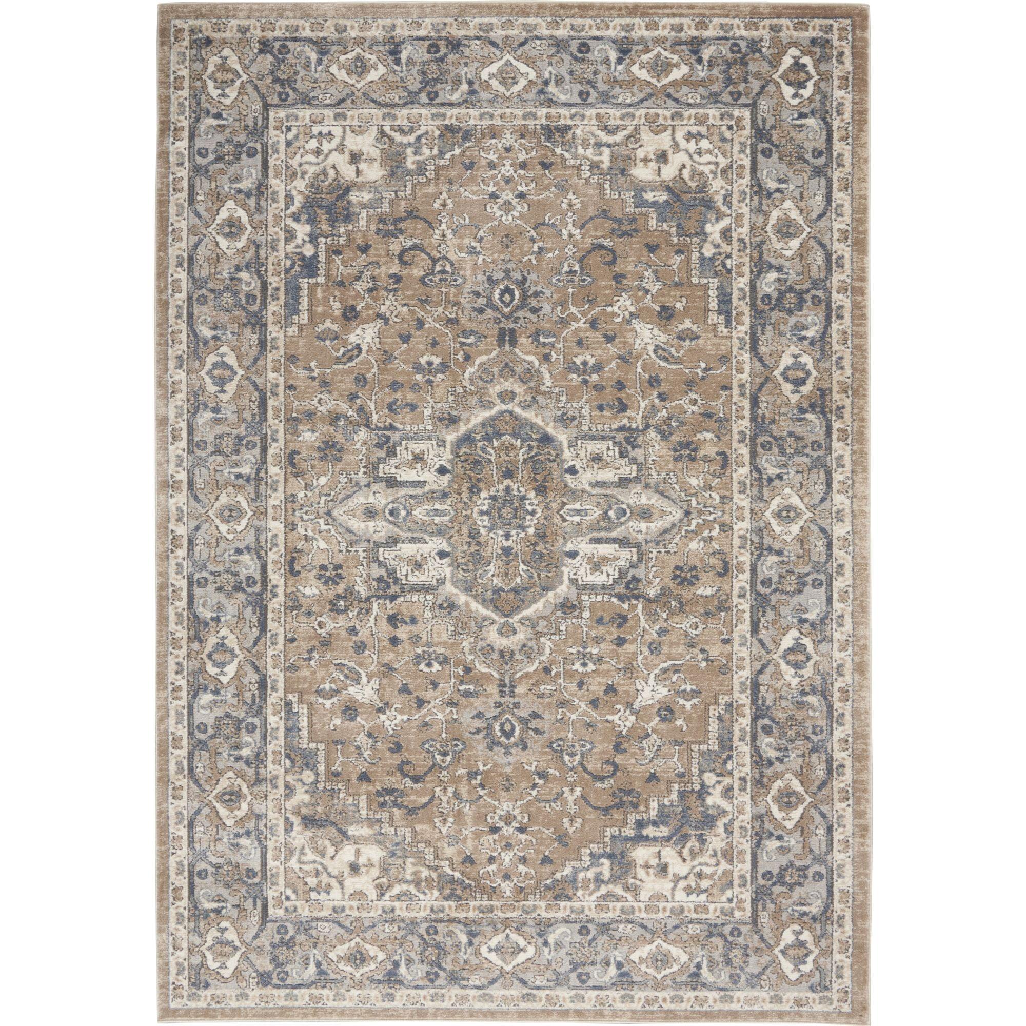 Nourison Concerto Center Medallion Indoor Rug Beige Grey 5'3" x 7'3"