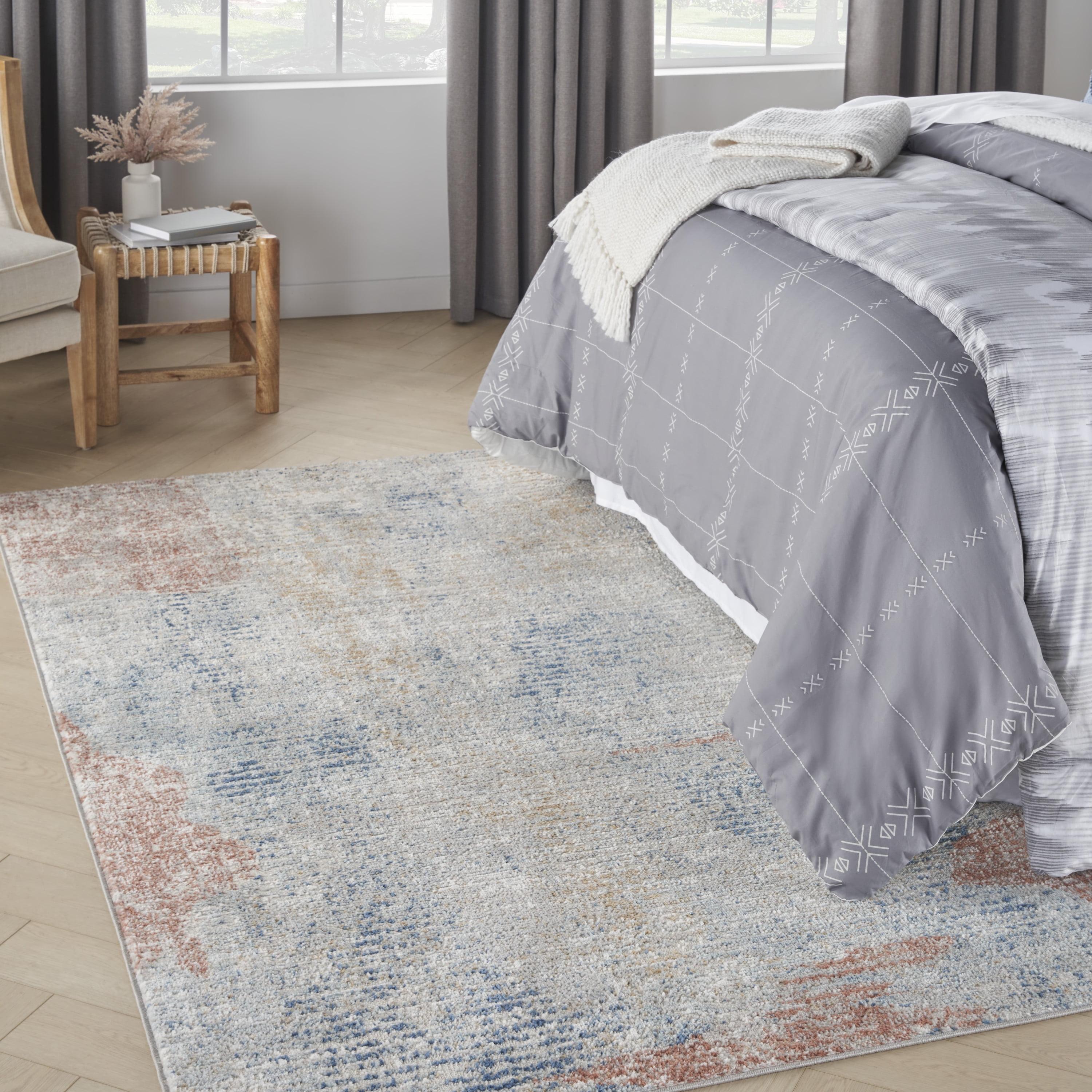 Elysian Ivory Abstract Synthetic 4' x 6' Easy-Care Area Rug