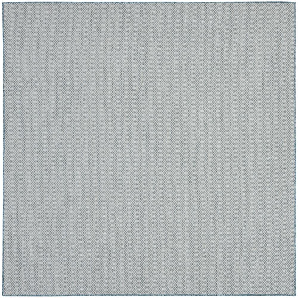 Nourison 6' x 6' Courtyard Modern Easy Care Flatweave Indoor Outdoor Square Rug Ivory/Aqua