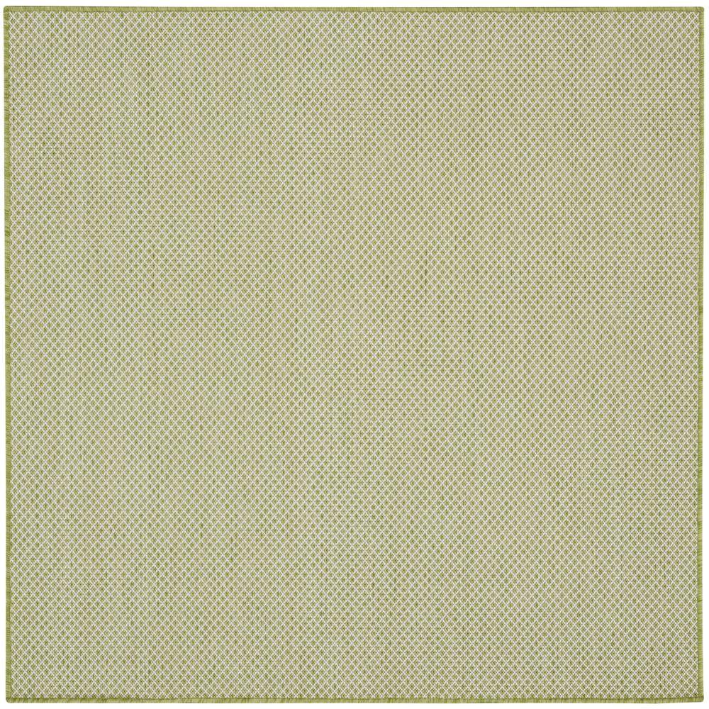 Nourison 4' x 4' Courtyard Modern Easy Care Flatweave Indoor Outdoor Square Rug Ivory Green