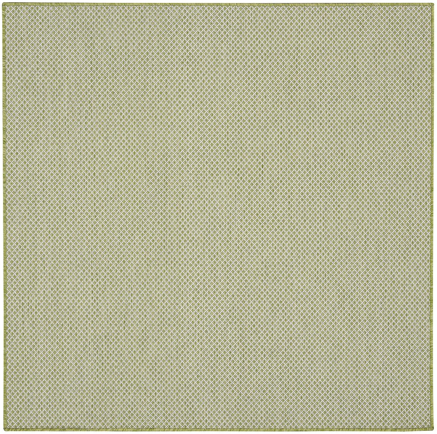 Courtyard Ivory Green 4' Square Geometric Outdoor Rug