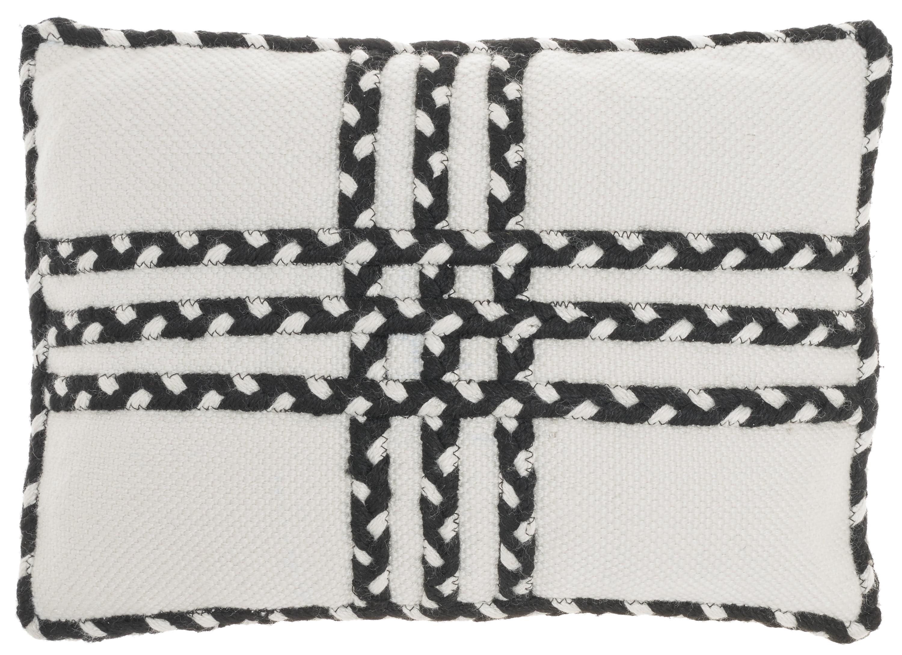 Nourison Crossed Braids Black 14" x 20" Indoor/Outdoor Throw Pillow