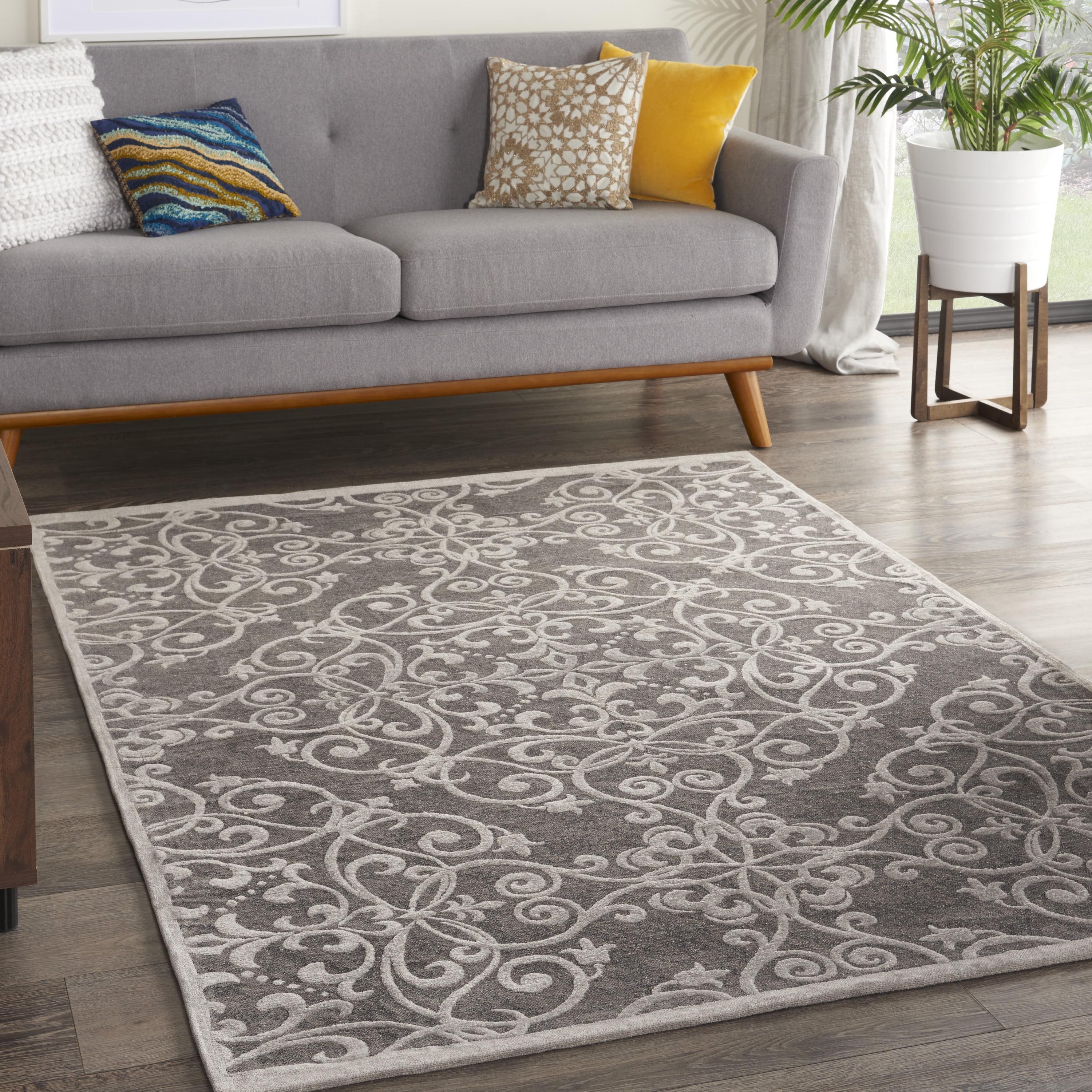 Gray Chenille Cotton 5' x 7' Rectangular Area Rug