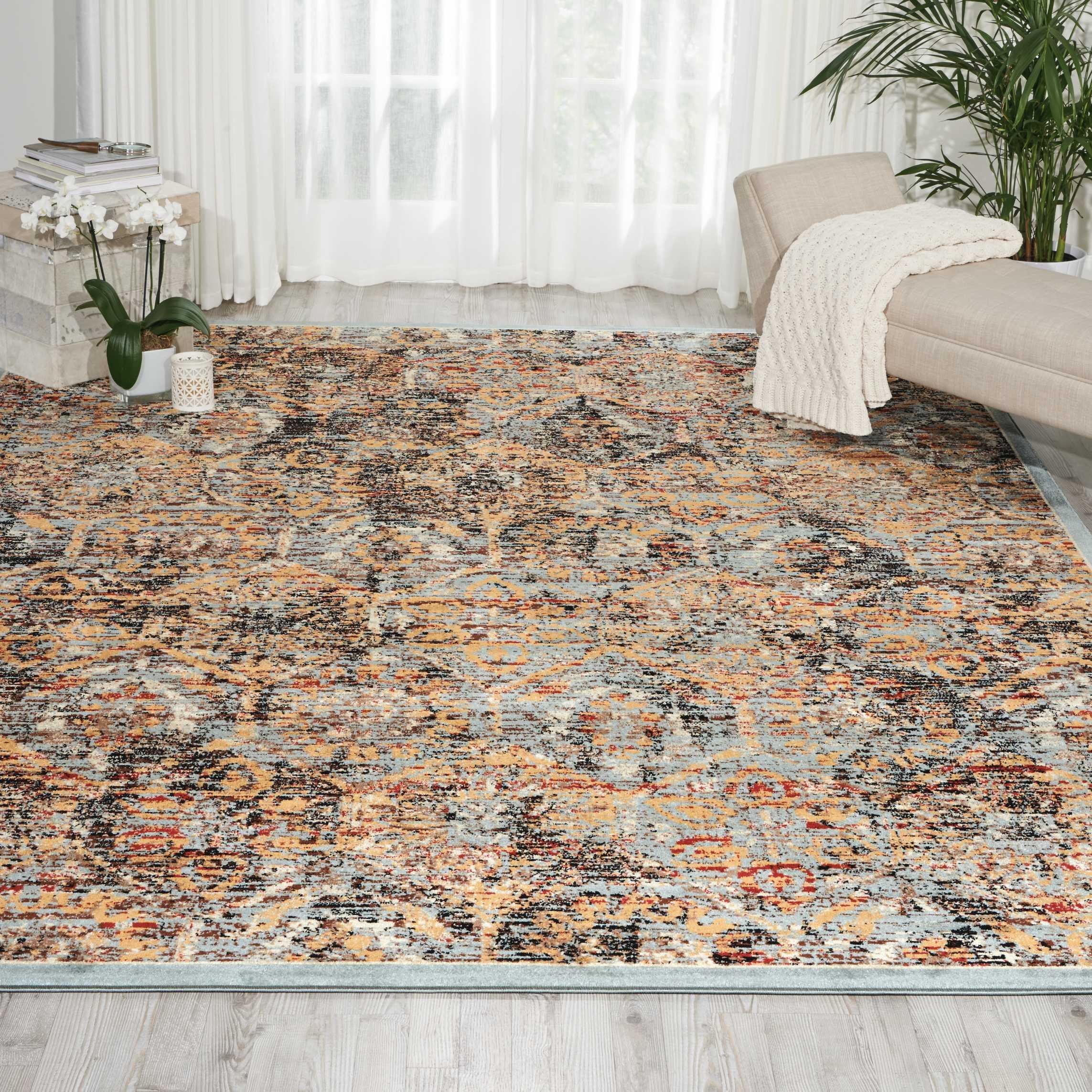 Nourison Delano Traditional Blue 6'7" x 9'6" Area Rug, (7x10)