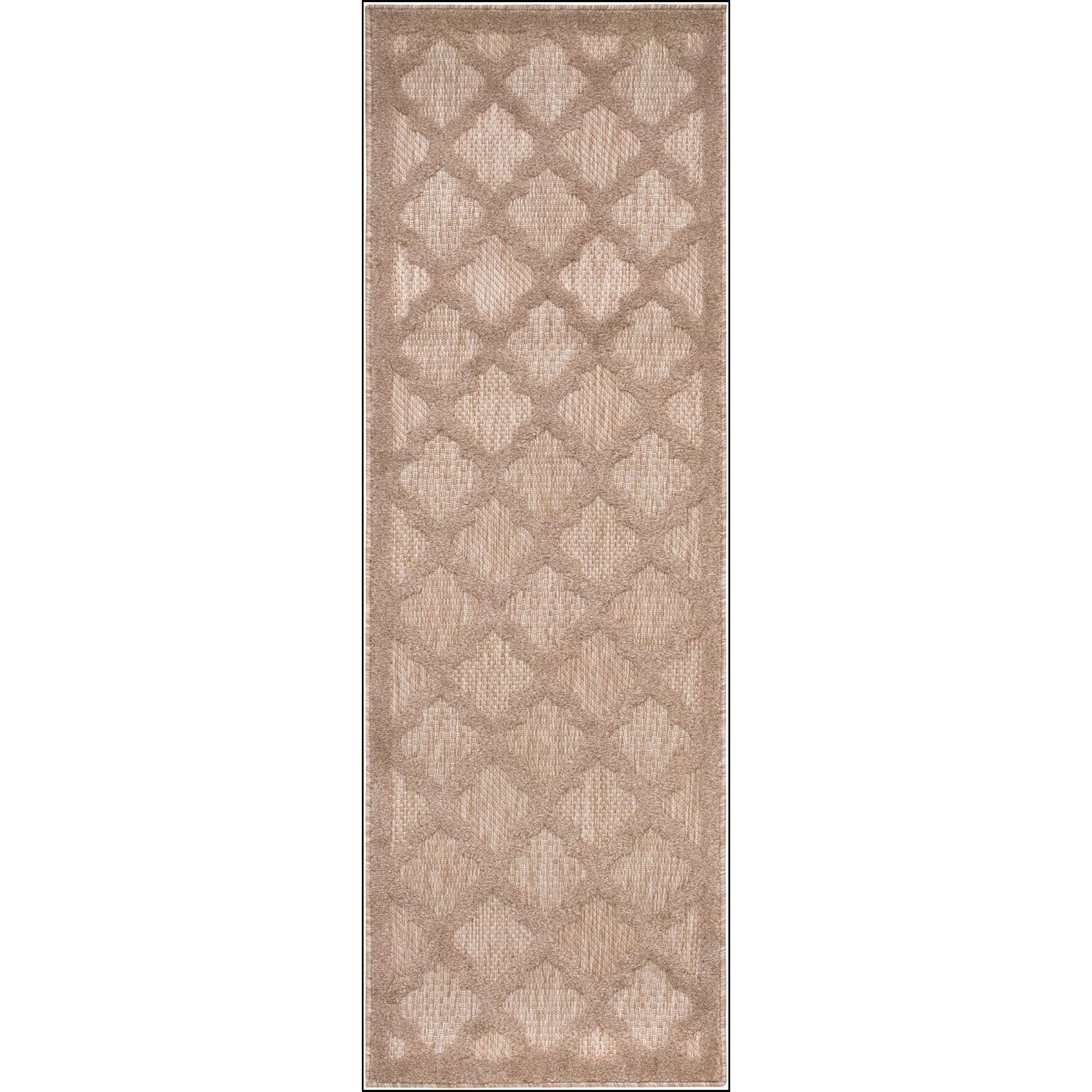 Nourison Trellis Outdoor Runner Rug Natural Beige 2' x 6'