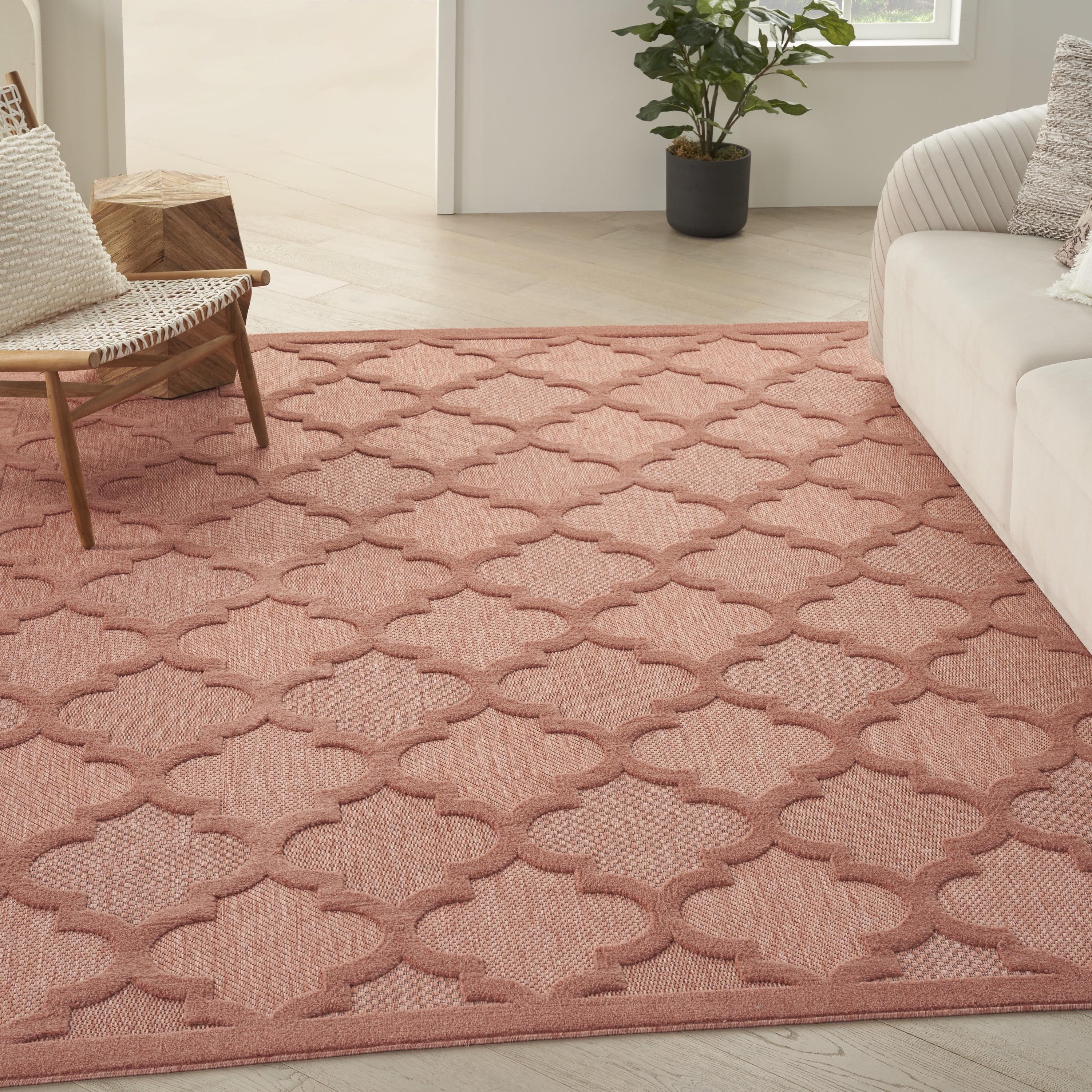 Coral Orange Trellis Flat Woven Synthetic 8' x 10' Rug