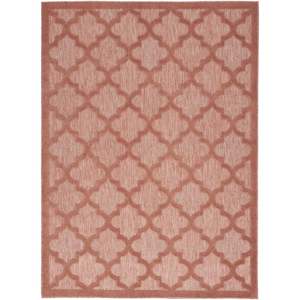 Nourison Easy Care Trellis Flatweave Indoor Outdoor Area Rug 6' x 9' Coral/Orange