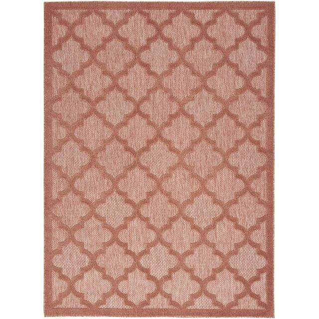 Nourison Easy Care Trellis Flatweave Indoor Outdoor Area Rug 6' x 9' Coral/Orange