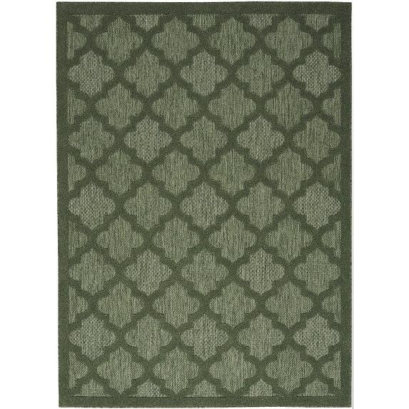 Nourison Easy Care Trellis Flatweave Indoor Outdoor Area Rug 6' x 9' Green