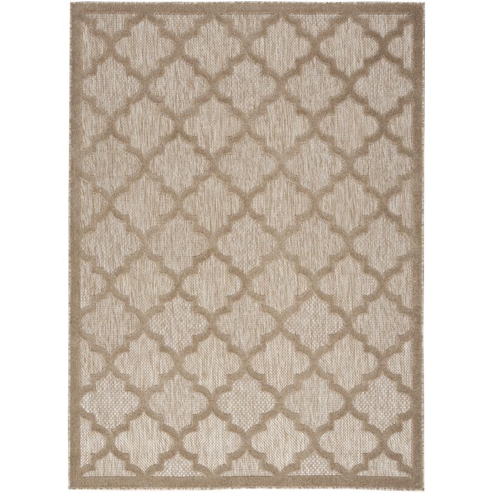 Nourison Easy Care Trellis Flatweave Indoor Outdoor Area Rug 4' x 6' Natural Beige
