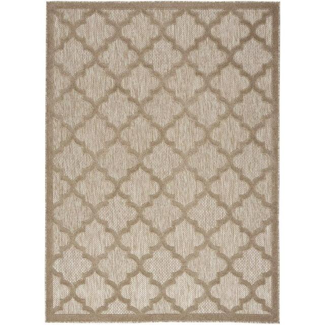 Nourison Easy Care Trellis Flatweave Indoor Outdoor Area Rug 4' x 6' Natural Beige