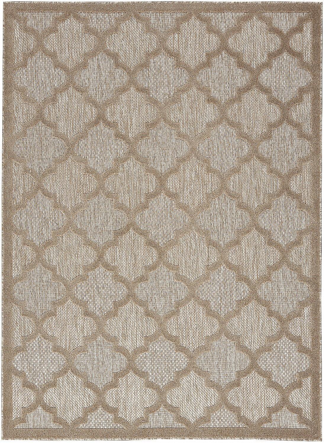 Trellis Pattern Easy Care Natural Beige 4' x 6' Outdoor Rug